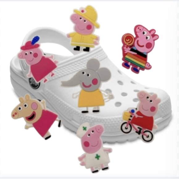 BOGO!! Crocs Style Shoe Charms Jibbitz Peppa Pig & Friends 7pc Set NEW - Picture 1 of 5
